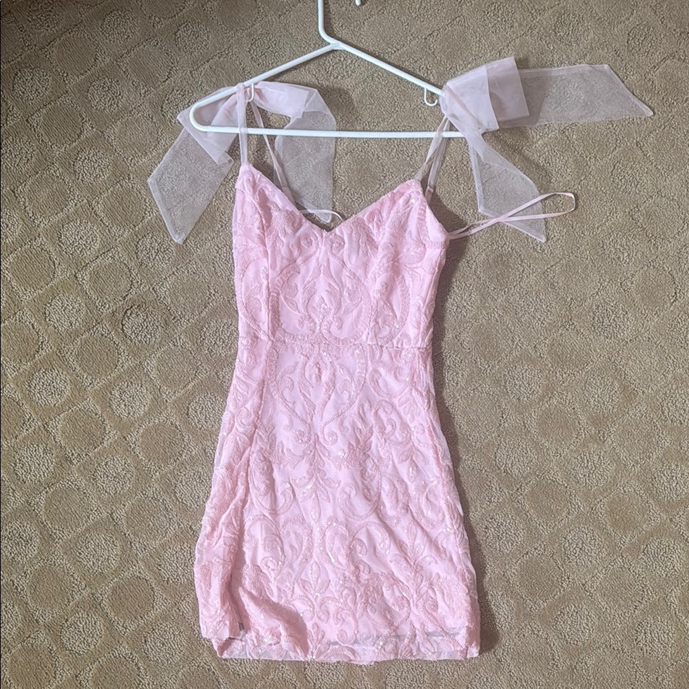 Windsor Pink Lace Mini Dress